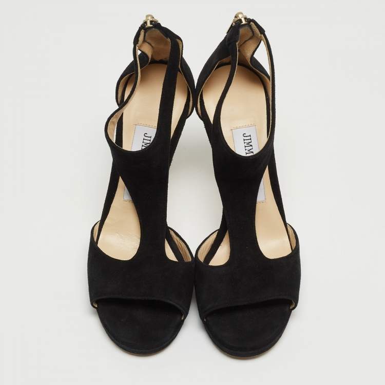 Pre Owned Jimmy Choo Black Suede Lana Sandals Size 35