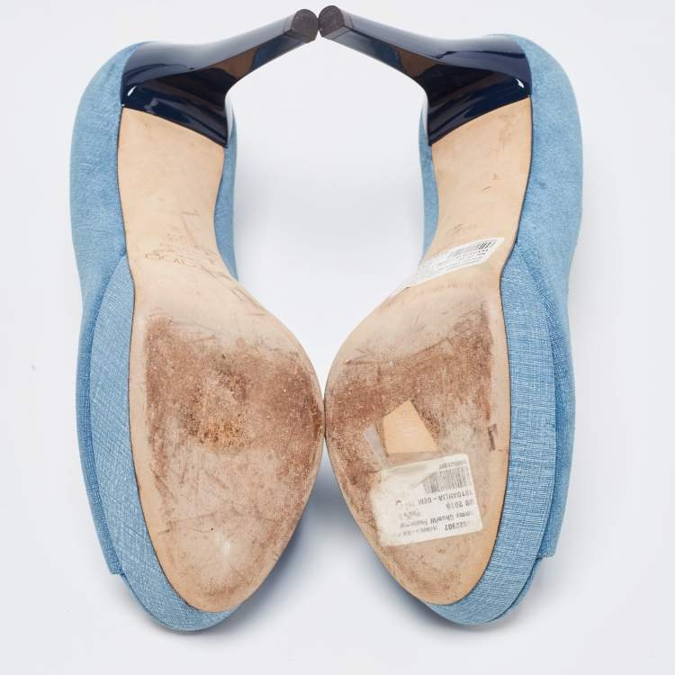 Pre Owned Jimmy Choo Blue Textured Suede Dahlia Pumps Size 40.5