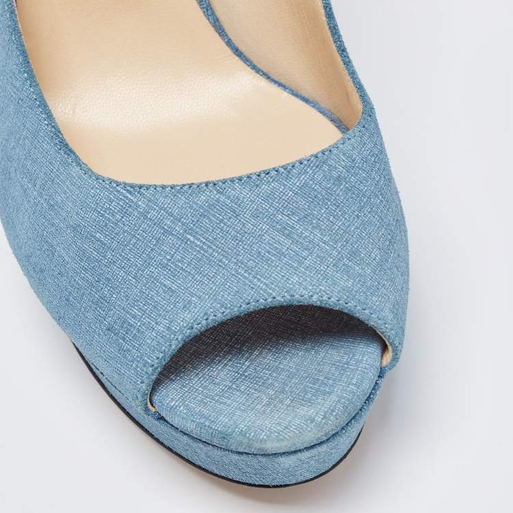 Pre Owned Jimmy Choo Blue Textured Suede Dahlia Pumps Size 40.5