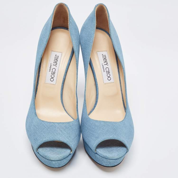 Pre Owned Jimmy Choo Blue Textured Suede Dahlia Pumps Size 40.5