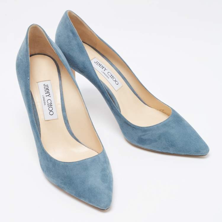 Pre Owned Jimmy Choo Light Blue Suede Romy Pointed Toe Pumps Size 40