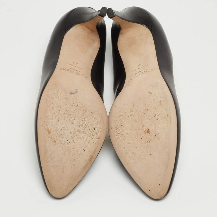 Pre Owned Jimmy Choo Black Leather Gilbert Pointed Toe Pumps Size 40