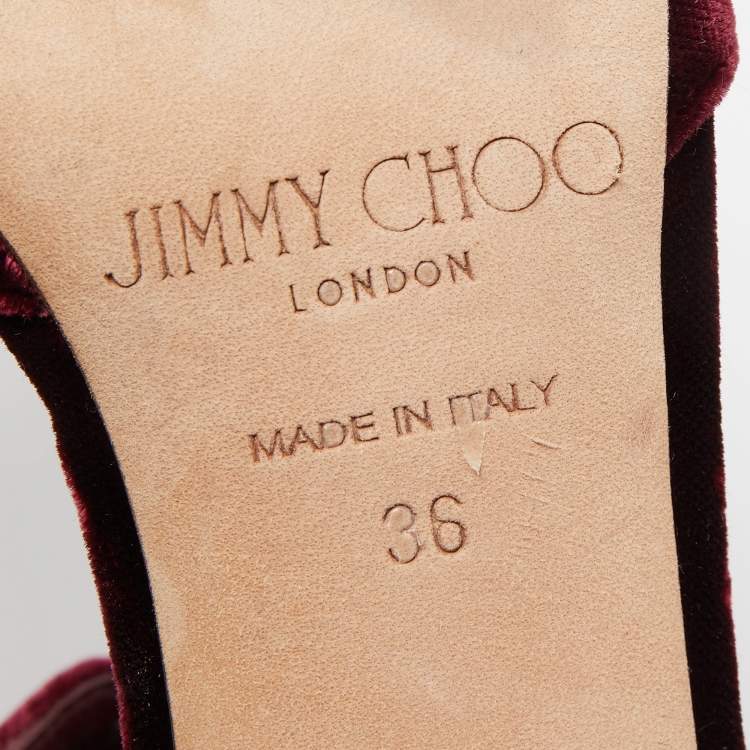 Pre Owned Jimmy Choo Burgundy Velvet Mari Lace Up Pumps Size 36