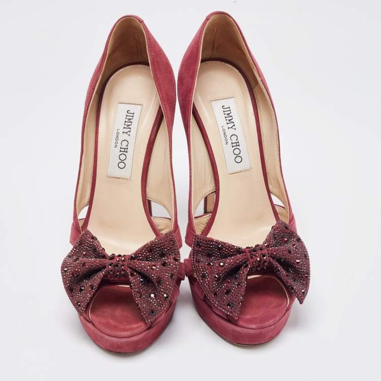 Pre Owned Jimmy Choo Plum Suede Taja Platform Pumps Size 36