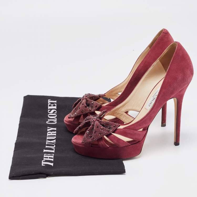 Pre Owned Jimmy Choo Plum Suede Taja Platform Pumps Size 36