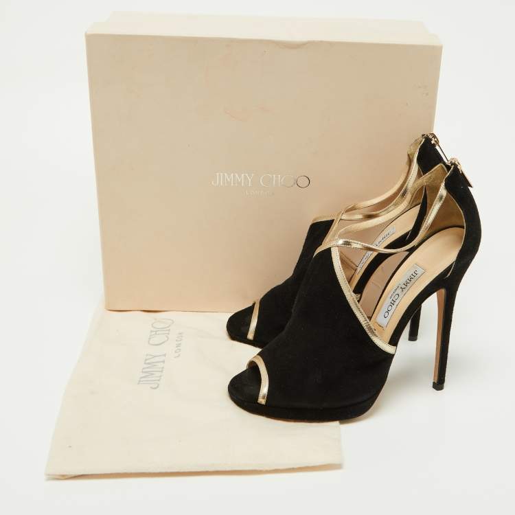 Pre Owned Jimmy Choo Black Suede Fey Back Ankle Strap Sandals Size 39