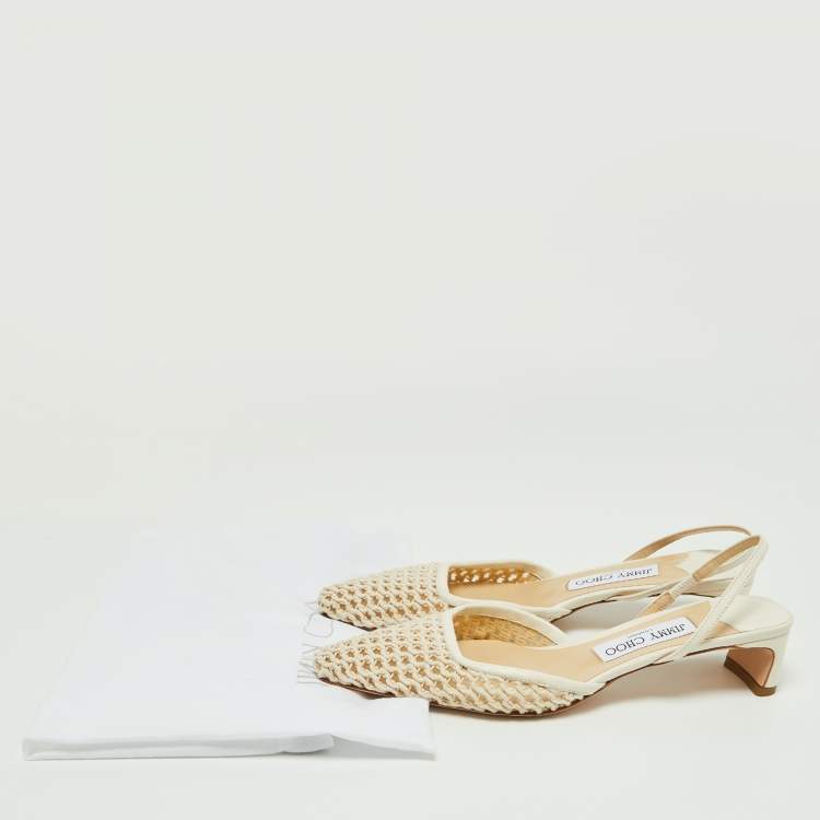 مملوكة مسبقًا Jimmy Choo Beige Rope and Leather Erica Slingback Sandals Size 38