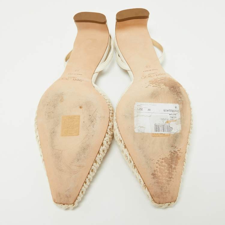 مملوكة مسبقًا Jimmy Choo Beige Rope and Leather Erica Slingback Sandals Size 38