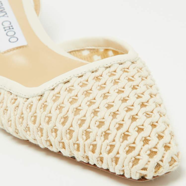 مملوكة مسبقًا Jimmy Choo Beige Rope and Leather Erica Slingback Sandals Size 38