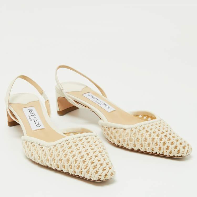 مملوكة مسبقًا Jimmy Choo Beige Rope and Leather Erica Slingback Sandals Size 38
