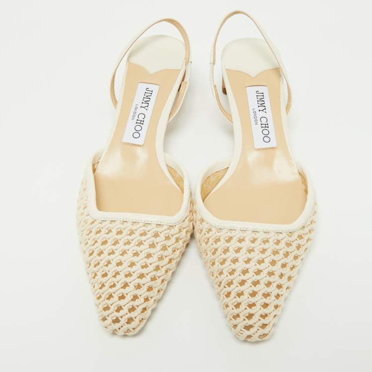مملوكة مسبقًا Jimmy Choo Beige Rope and Leather Erica Slingback Sandals Size 38