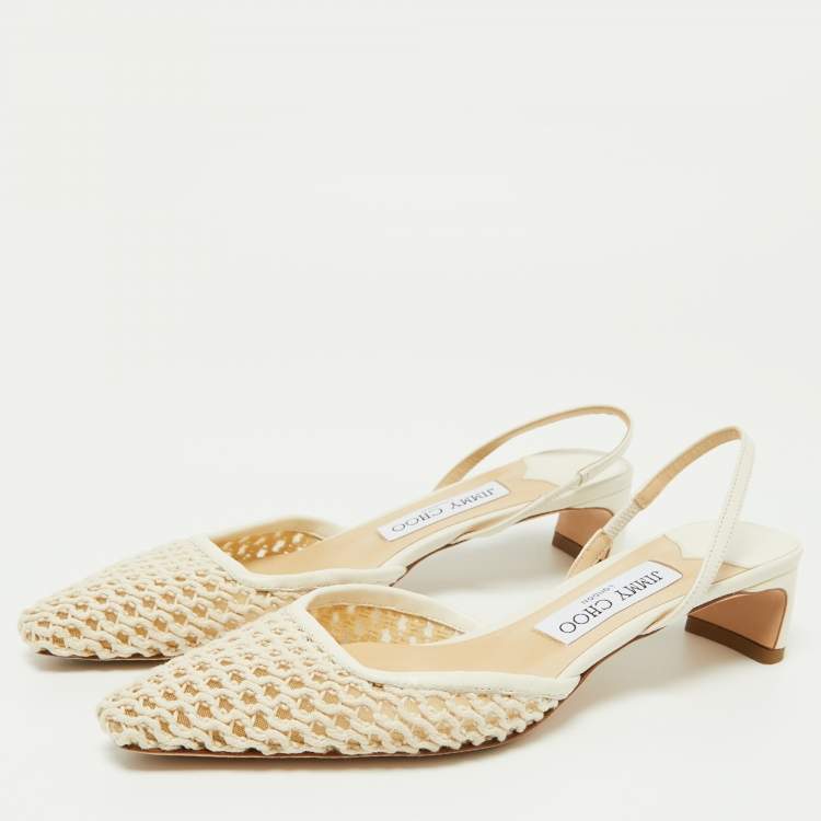 مملوكة مسبقًا Jimmy Choo Beige Rope and Leather Erica Slingback Sandals Size 38