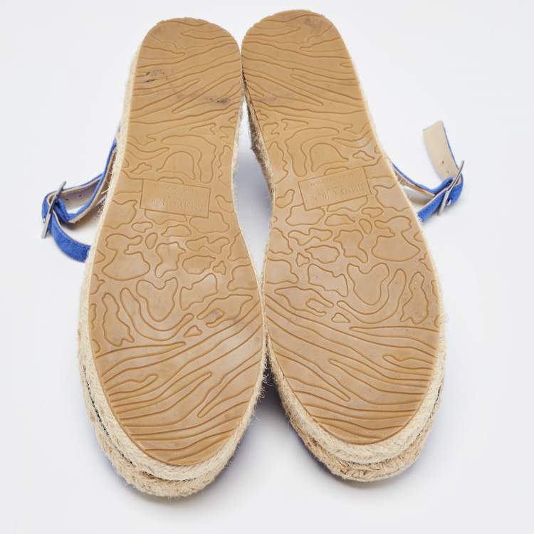 Pre Owned Jimmy Choo  Blue Suede Delphine Espadrille Flats Size 39