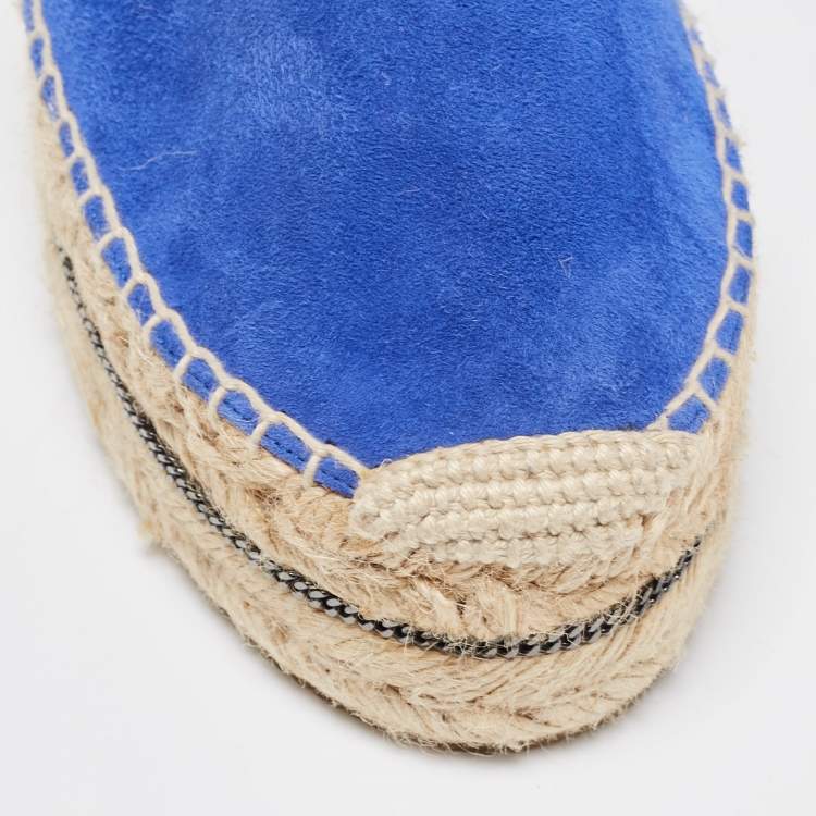 Pre Owned Jimmy Choo  Blue Suede Delphine Espadrille Flats Size 39