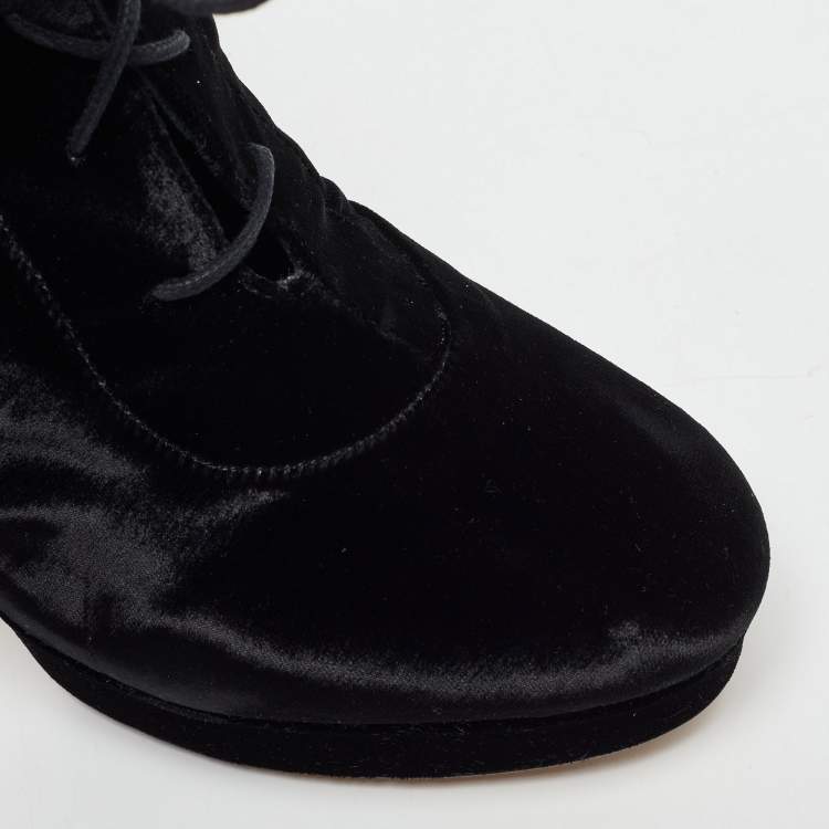 Pre Owned Jimmy Choo Black Velvet Deon Ankle Boots Size 38