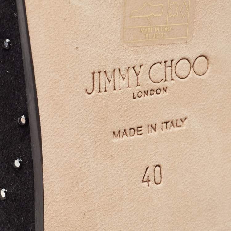 Pre Owned Jimmy Choo Black Suede Embellished Knee Length Boots Size 40