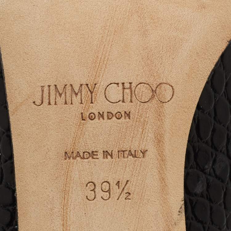 Pre Owned Jimmy Choo Black Croc Embossed Leather Love 85 Pointed Toe Pumps Size 39.5
