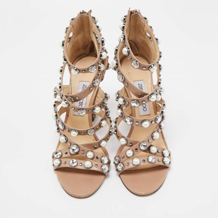 Pre Owned Jimmy Choo Beige Leather Moore Sandals Size 39