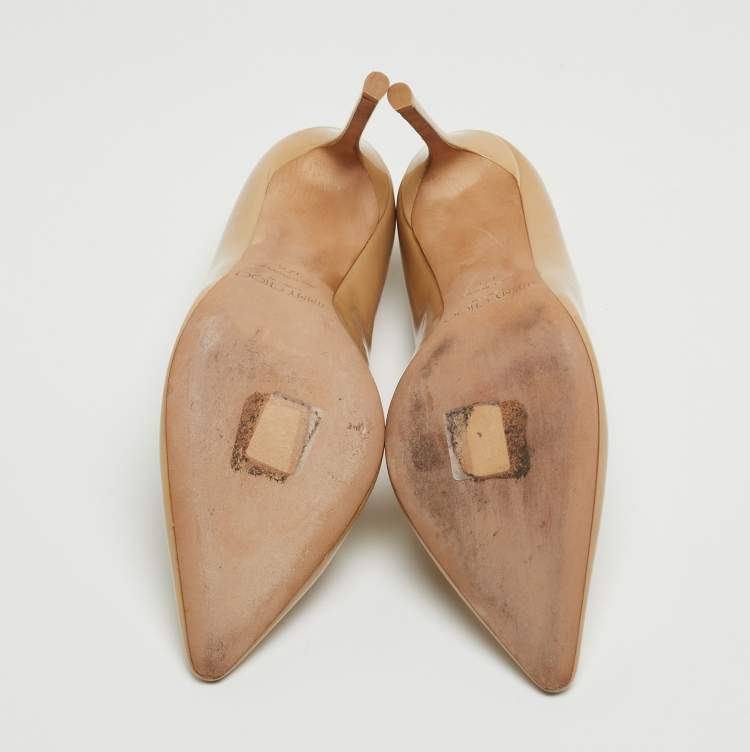 Pre Owned Jimmy Choo Beige Patent Romy  Pumps Size 37.5
