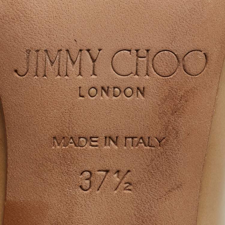 Pre Owned Jimmy Choo Beige Patent Romy  Pumps Size 37.5