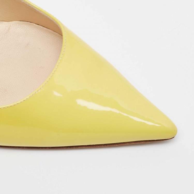 Pre Owned Jimmy Choo Yellow Patent Leather Love Pumps Size 37