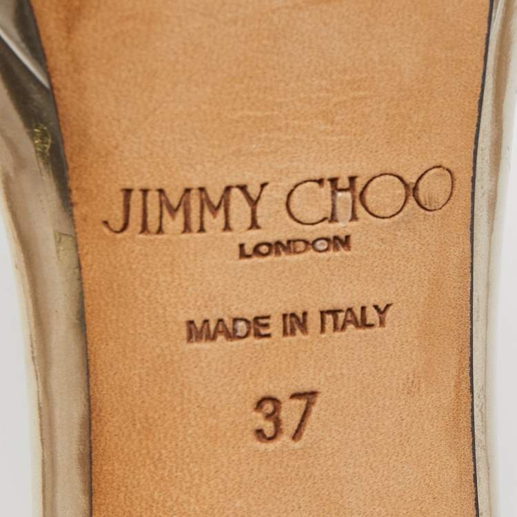 Pre Owned Jimmy Choo Gold Leather Misty Ankle Strap Sandals Size 37
