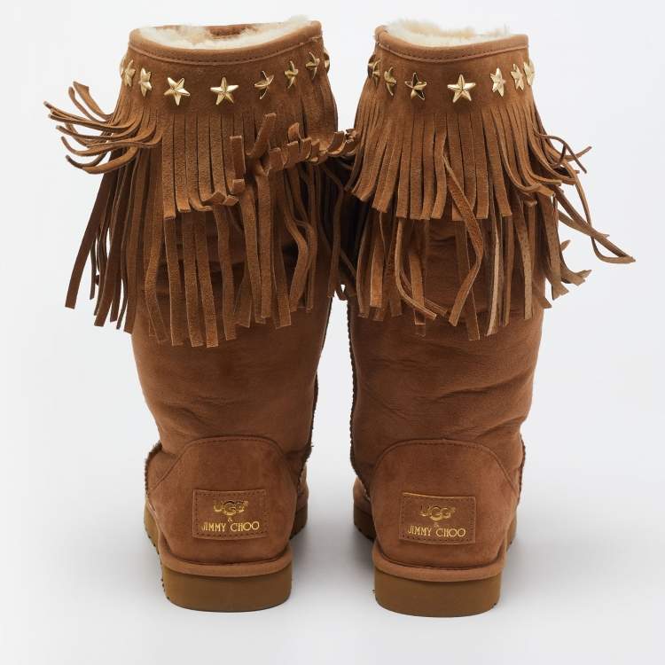 Pre Owned Jimmy Choo Brown Suede Midcalf  Boots Size 40