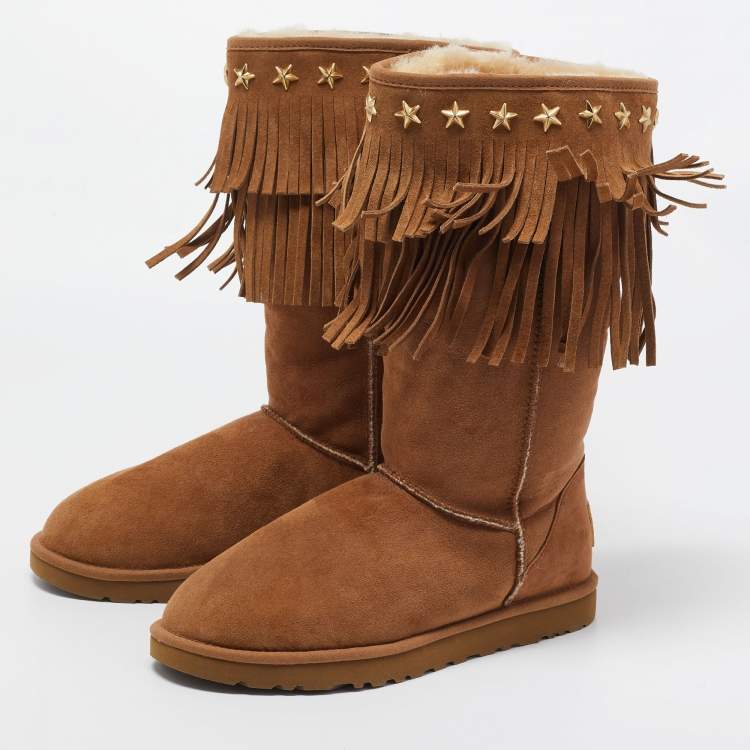 Pre Owned Jimmy Choo Brown Suede Midcalf  Boots Size 40