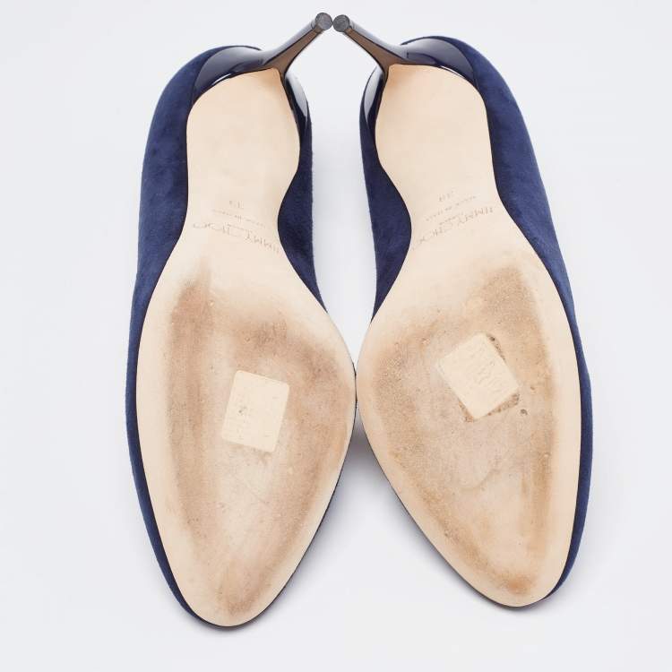 Pre Owned Jimmy Choo Navy Blue Suede Pointed Toe Pumps Size 39