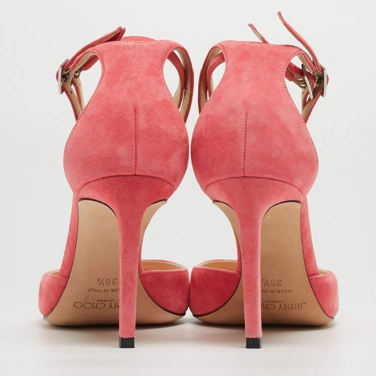 Pre Owned Jimmy Choo Pink Suede Lane Sandals Size 38.5