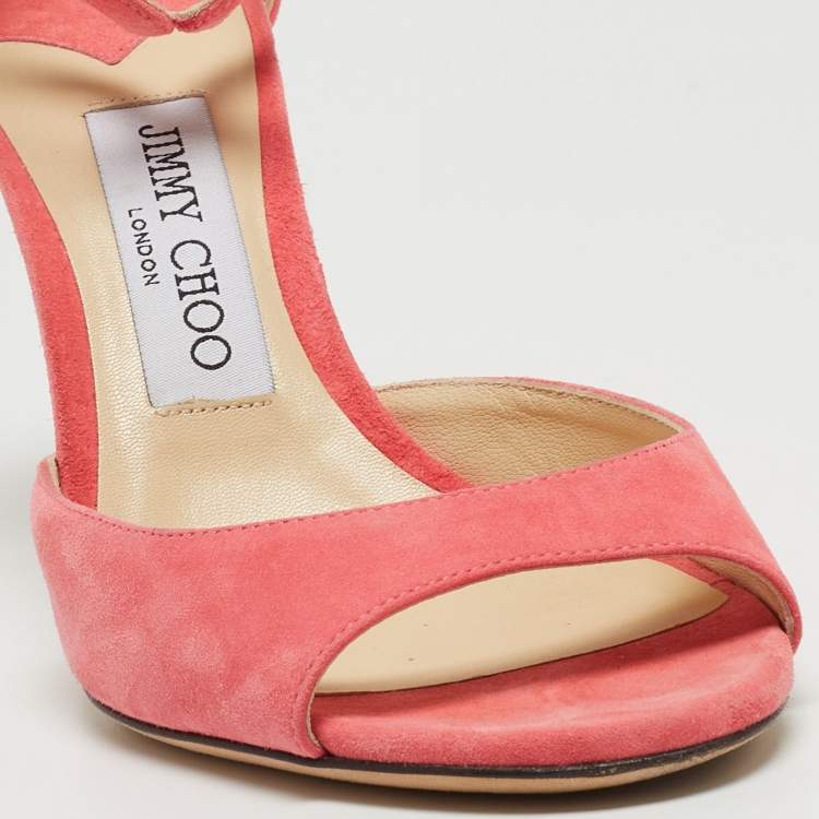 Pre Owned Jimmy Choo Pink Suede Lane Sandals Size 38.5