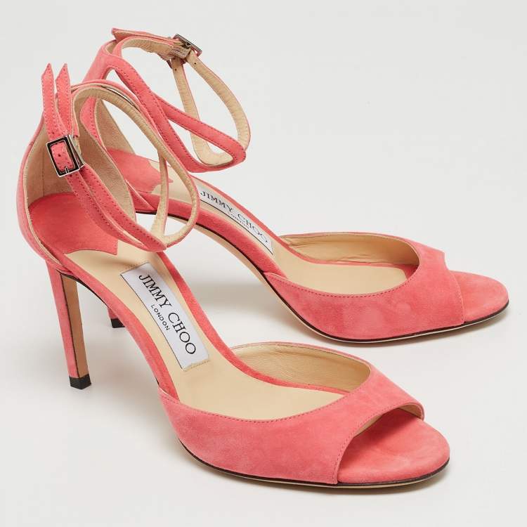 Pre Owned Jimmy Choo Pink Suede Lane Sandals Size 38.5
