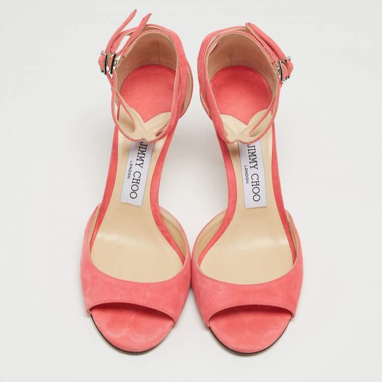 Pre Owned Jimmy Choo Pink Suede Lane Sandals Size 38.5