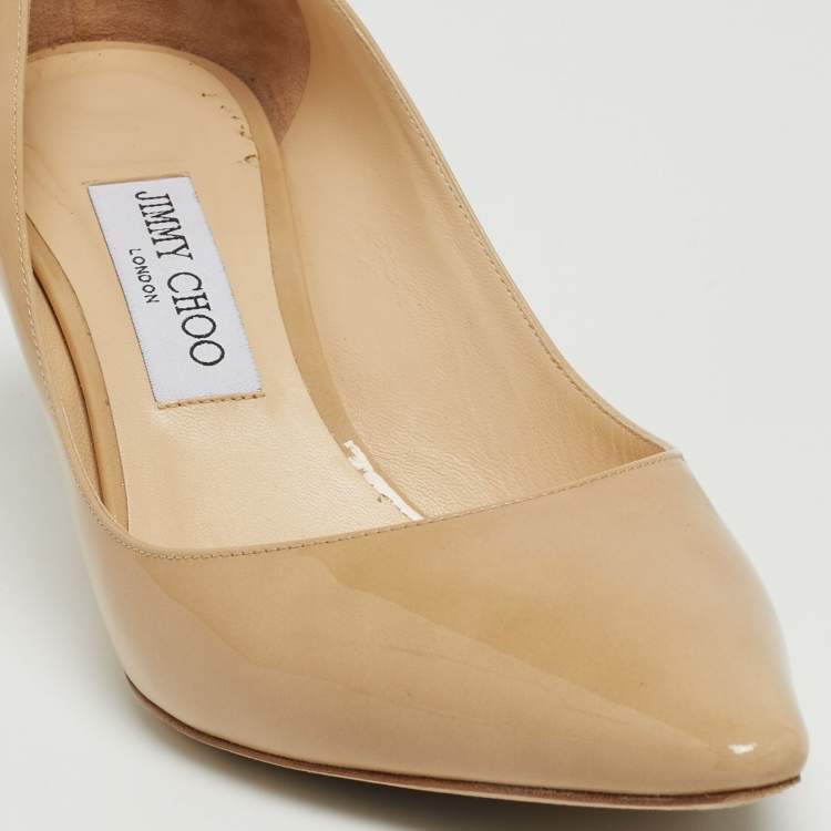 مملوكة مسبقًا Jimmy Choo Beige Patent Leather Romy Pumps Size 39