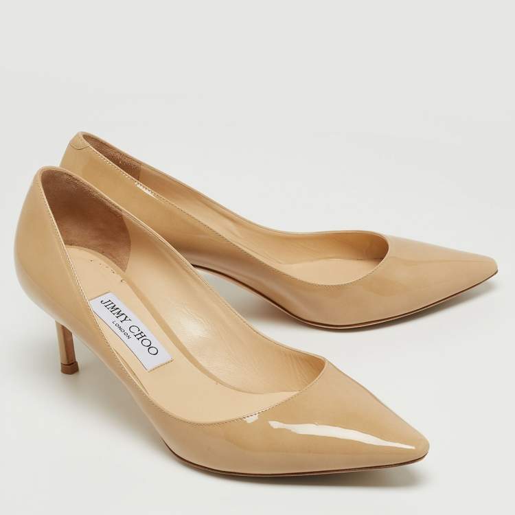 مملوكة مسبقًا Jimmy Choo Beige Patent Leather Romy Pumps Size 39