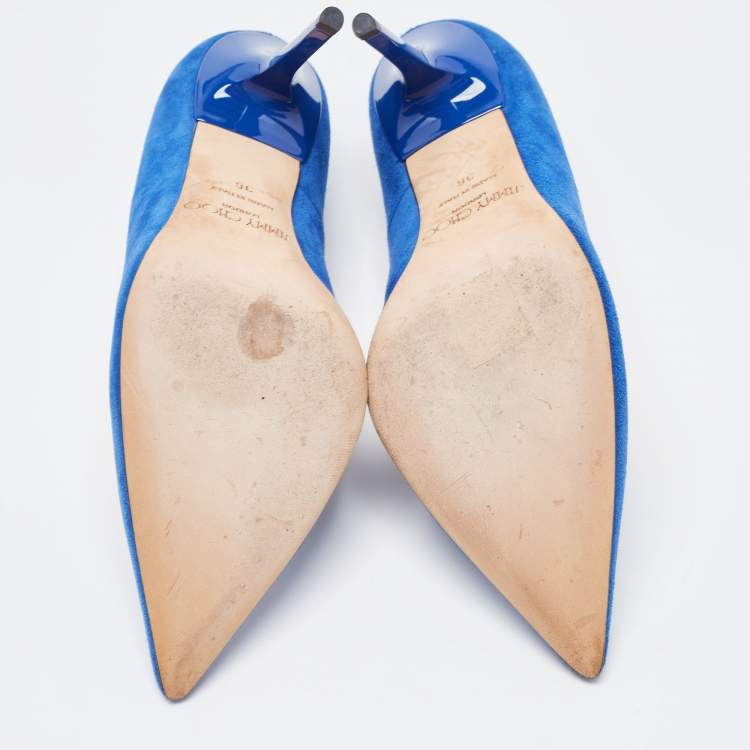 Pre Owned Jimmy Choo Blue Suede Romy Pumps Size 36