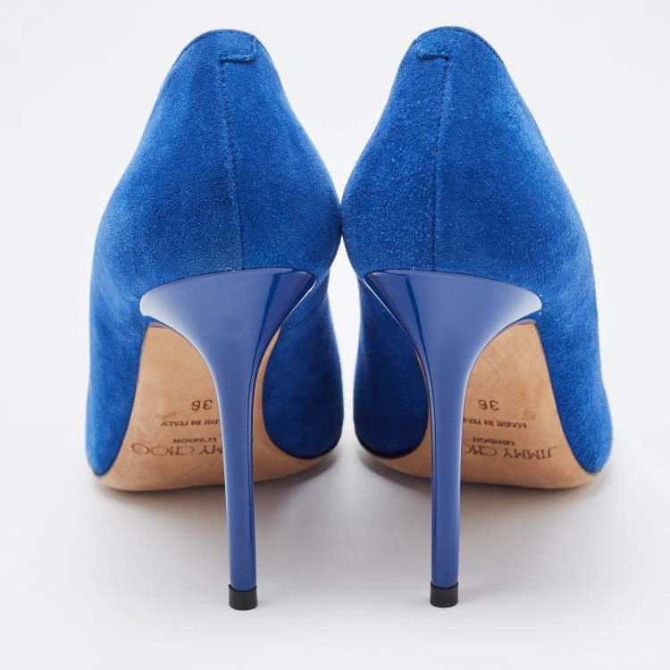Pre Owned Jimmy Choo Blue Suede Romy Pumps Size 36