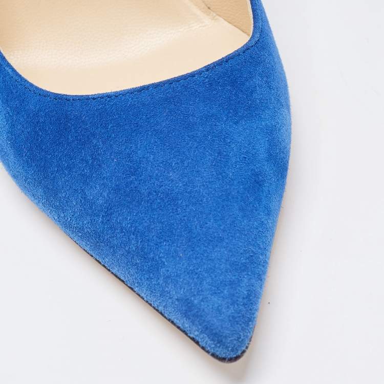 Pre Owned Jimmy Choo Blue Suede Romy Pumps Size 36