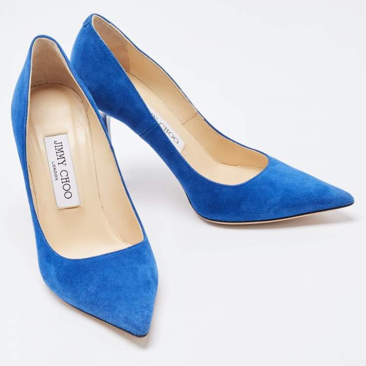 Pre Owned Jimmy Choo Blue Suede Romy Pumps Size 36