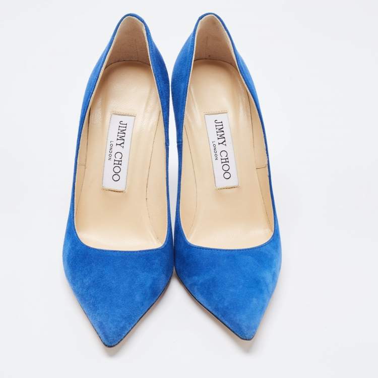 Pre Owned Jimmy Choo Blue Suede Romy Pumps Size 36