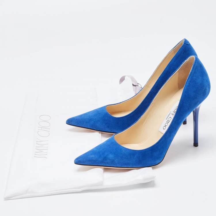 Pre Owned Jimmy Choo Blue Suede Romy Pumps Size 36