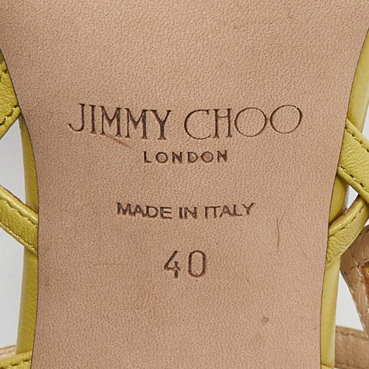 Pre Owned Jimmy Choo Yellow Leather Saila Slingback Sandals Size 40