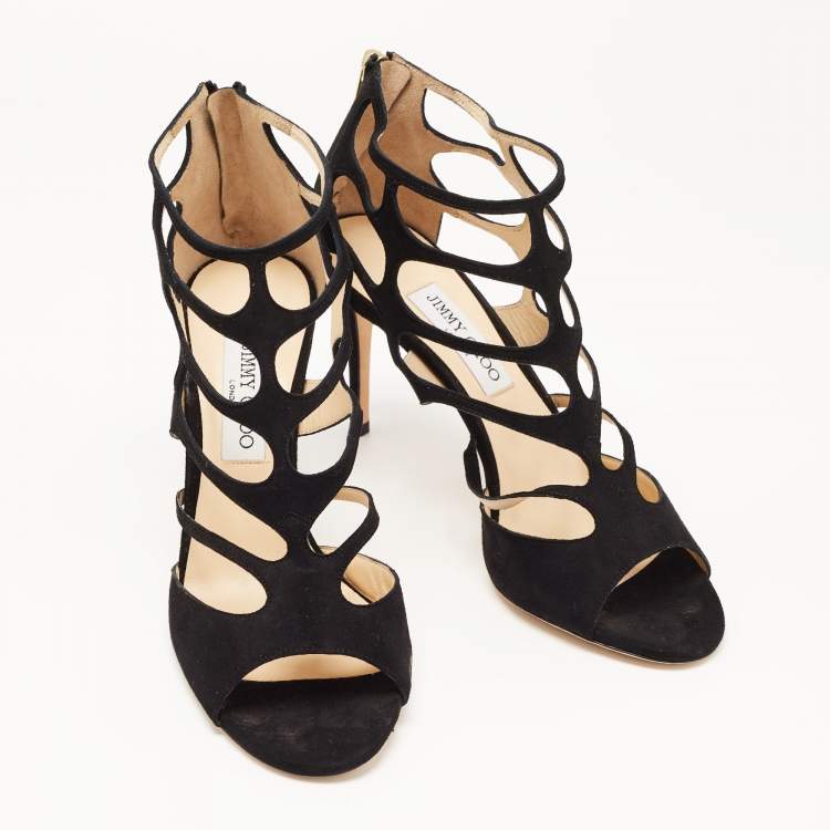 Pre Owned Jimmy Choo Black Suede Ren Sandals Size 41
