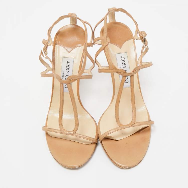 Pre Owned Jimmy Choo Brown Leather Strappy Sandals Size 39