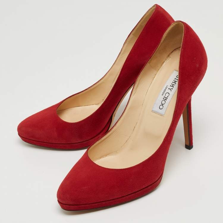 Jimmy choo red suede on sale pumps