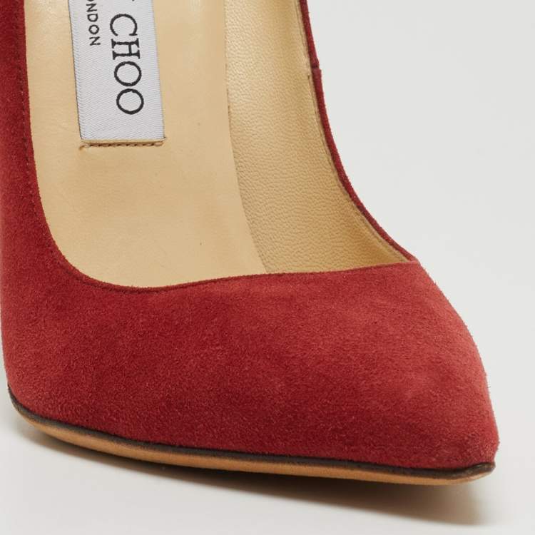 Pre Owned Jimmy Choo Red Suede Romy Pumps Size 37