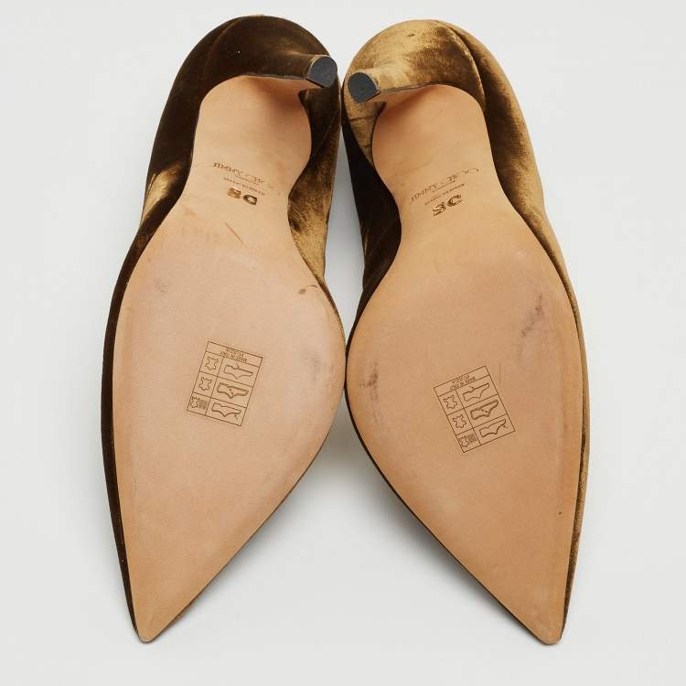 Pre Owned Jimmy Choo Brown Velvet Romy Pumps Size 37