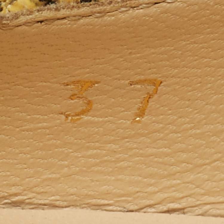 Pre Owned Jimmy Choo Yellow/Black Snakeskin Romy Pumps Size 37