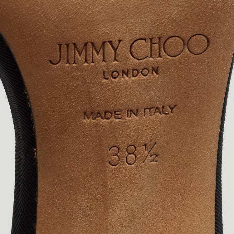 Pre Owned Jimmy Choo Black Fabric and Mesh Aveline Ankle Strap Sandals Size 38.5 