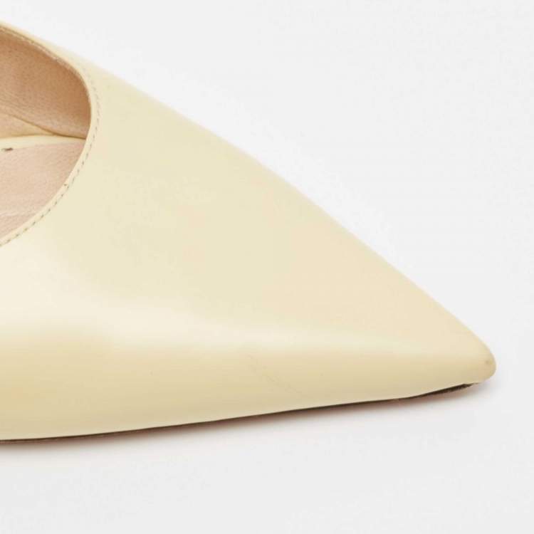 Pre Owned Jimmy Choo Light Yellow Leather Rav Mules Size 39